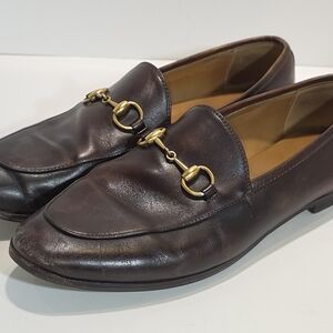 Gucci Dark Brown Leather Horsebit Slip-On Loafers